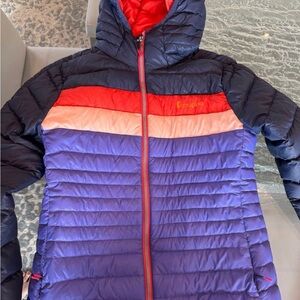 Cotopaxi Multicolor Puffer Jacket - Red, Purple, and Blue